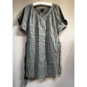 Valerie Bertinelli Women's V-Neck Short Sleeve Linen Belted Shift Dress XS Lined